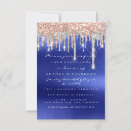 Drips Silver Blue Möhippa Sweet 16:e Bröllop Inbjudningar