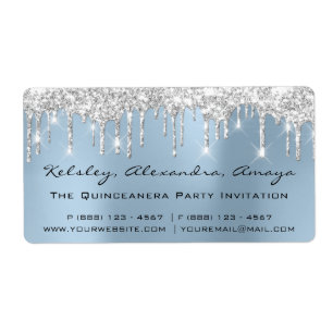 Drips Silver Möhippa Sweet 16th Quinceanera Blue Fraktsedel