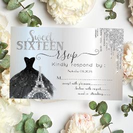 Drips Svart klänning Eiffel Torn Sweet 16 OSA Inbjudningar