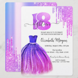 Drips Violet Chic Klänning Silver 18-årsdag Inbjudningar