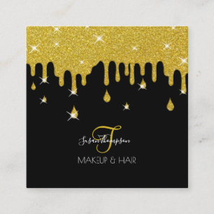Driv Guld Glitter Gnistra Makeup Artist Hair Salon Fyrkantigt Visitkort