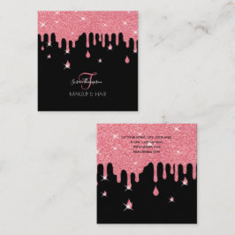 Driv Rosa Glitter Gnistra Makeup Artist Hair Salon Fyrkantigt Visitkort