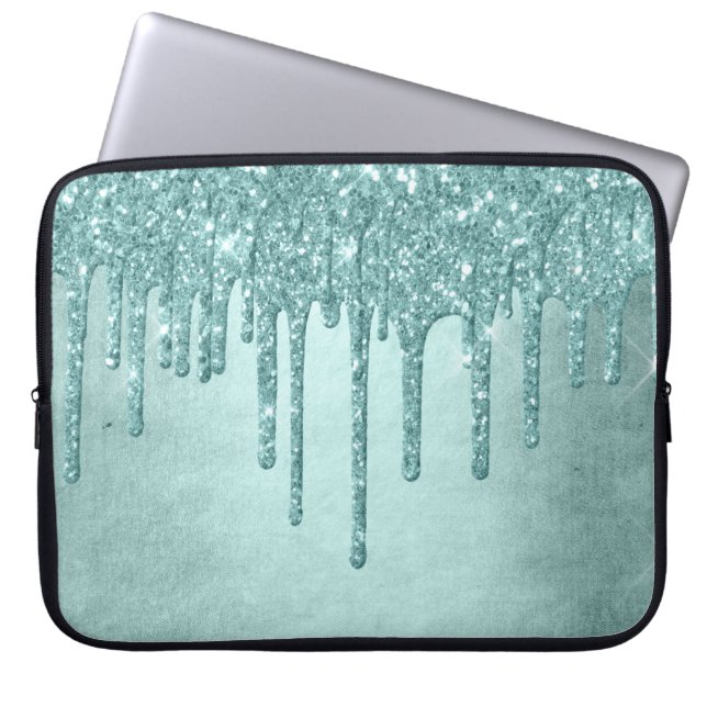 Driva Luxe Glitter | Mint Teal Smälter Pour Laptop Fodral (Framsidan)