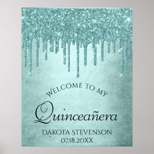 Driva Luxe Glitter Mint Teal Sweet sixteen Poster