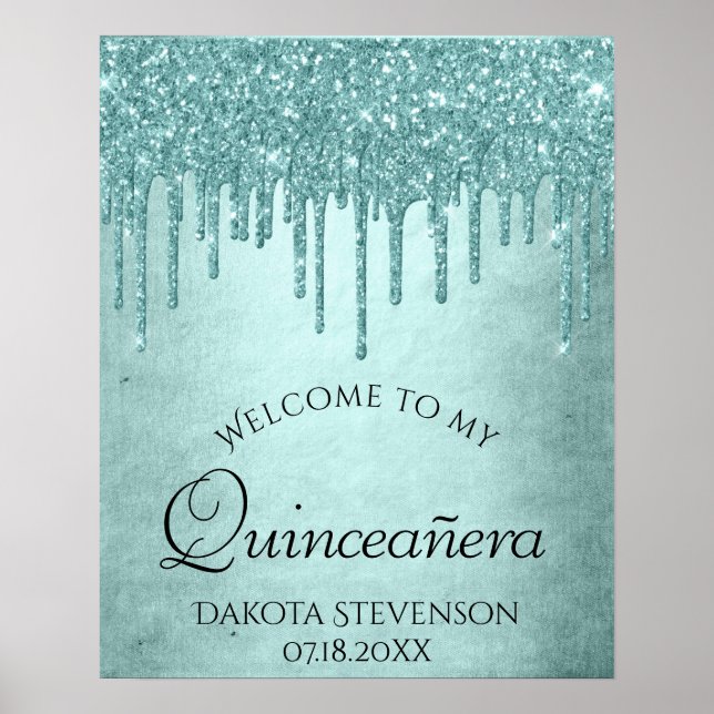 Driva Luxe Glitter | Mint Teal Sweet sixteen Poster (Framsidan)