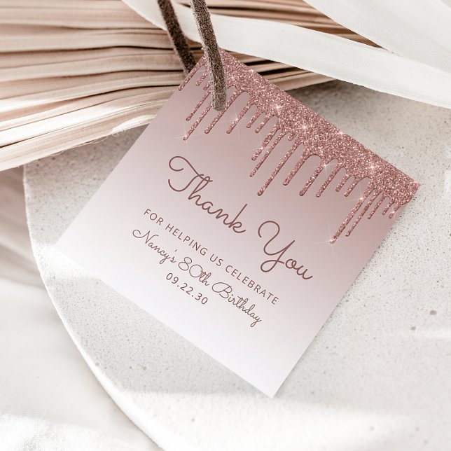 Drivåtgärd 80:e Födelsedagsfesten ro Guld Glitter Gåvor Etiketter (Skapare uppladdad)