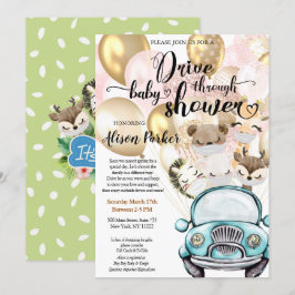 Drive by Baby Shower for BOY | Safari Friends Inbjudningar