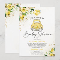 Drive By Baby Shower-inbjudan Gul Blommig