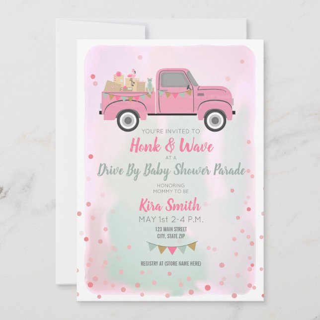 Drive By Baby Shower Parad Social Distansering Fli Inbjudningar (Framsida)