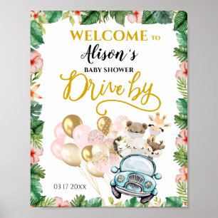 Drive by Baby Shower WELCOME POSTER Safari Friends