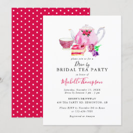 Drive by Möhippa Tea Party Rosa Tekanna Invit Inbjudningar