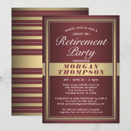 Drive by Pension Party Burgundy Red Guld White Inbjudningar