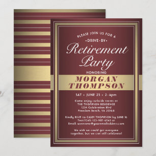 Drive by Pension Party Burgundy Red Guld White Inbjudningar