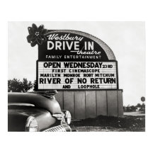 Drive-In-biograf, 1954. Gammalt foto