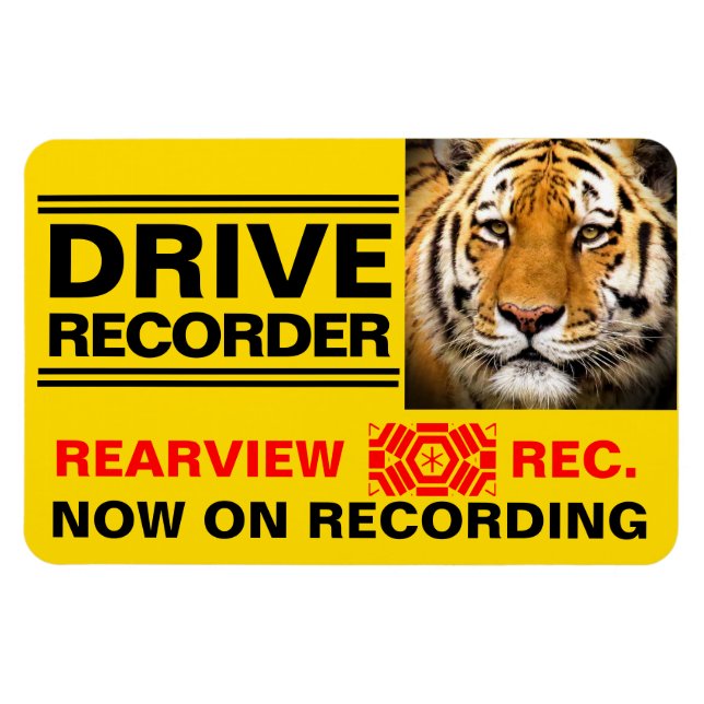DRIVE RECORDER Varningsplåt (Tiger) Magnet (Horisontell)