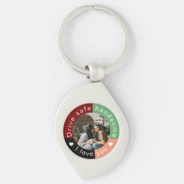 Drive Safe Handsome Custom  Photo Valentine's Day Swirl Silverfärgad Nyckelring