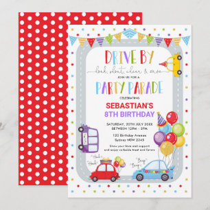 Drive Thru Birthday Parad Quarantine Party Inbjudningar