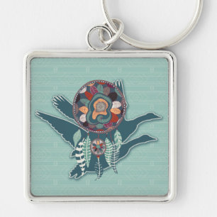 Driven Goose Spirit Guide for Native American Fyrkantig Silverfärgad Nyckelring