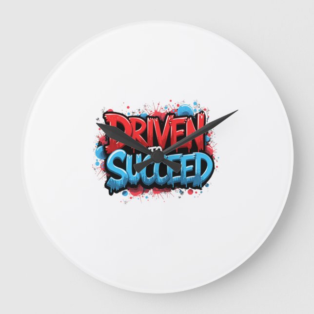 Driven till framgångsrik - Graffiti Car Enthusiast Stor Klocka (Framsida)