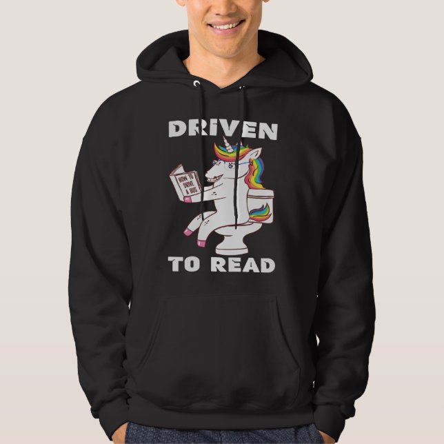 Driven To Read Unicorn Library Reading Books Reade Hoodie (Framsida)