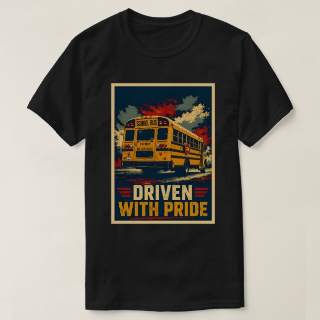Driven With Pride Skolbuss Förare Bakre Utsikt Vin T Shirt (Design framsida)