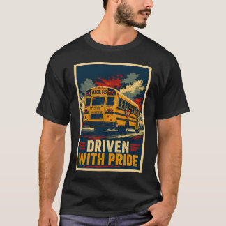 Driven With Pride Skolbuss Förare Bakre Utsikt Vin T Shirt