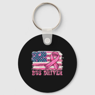 Driver American Flagga Rosa Ribbon Breast Cancer A Nyckelring