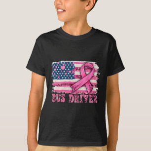 Driver American Flagga Rosa Ribbon Breast Cancer A T Shirt