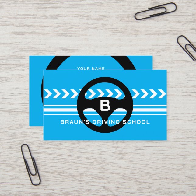 Driving school logo business card template visitkort (Fram/Back In Situ)