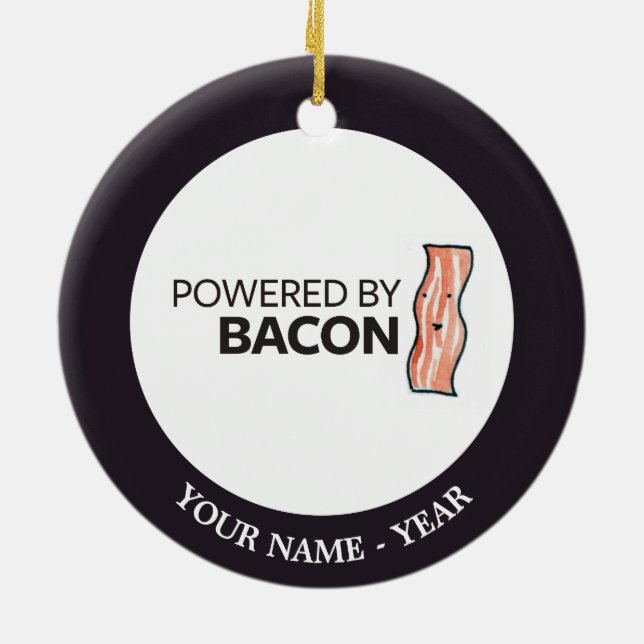 Drivit av bacon 2 julgransprydnad keramik (Baksidan)