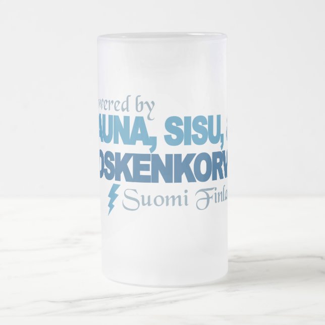 Drivit av den bastu-, Sisu & Kossu muggen Frostat Ölglas (Center)