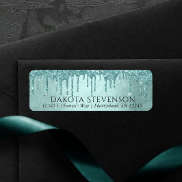Drivmedelspunkt Glitter | Aqua Teal Gnistra Adress Returadress Etikett
