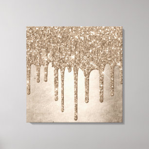 Drivmedelstyp Glitter Champagne Guld Drizzle Canvastryck