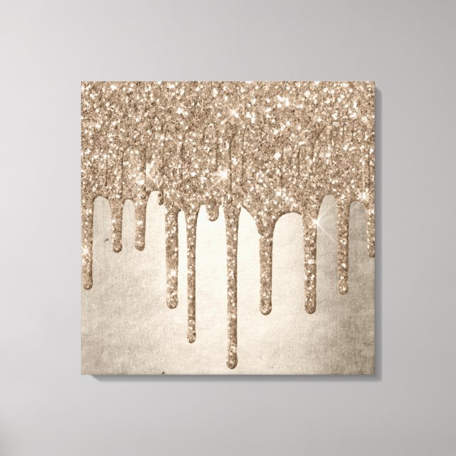 Drivmedelstyp Glitter | Champagne Guld Drizzle Canvastryck (Framsida)