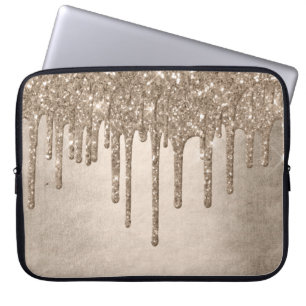 Drivmedelstyp Glitter Champagne Guld Drizzle Laptop Fodral