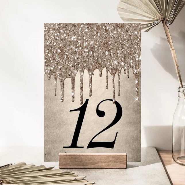 Drivmedelstyp Glitter | Champagne Guld Shower Bordsnummer (Skapare uppladdad)