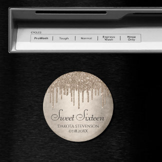 Drivmedelstyp Glitter | Champagne Sweet sixteen Magnet