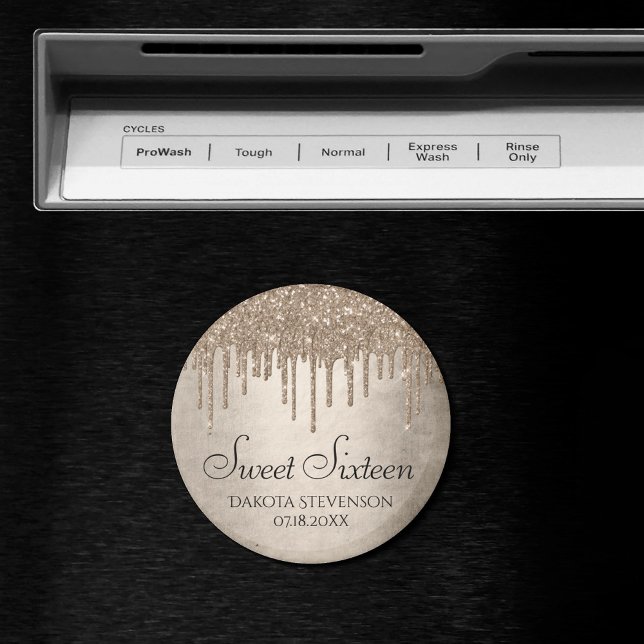 Drivmedelstyp Glitter | Champagne Sweet sixteen Magnet (Skapare uppladdad)