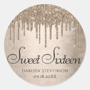 Drivmedelstyp Glitter   Champagne Sweet sixteen Runt Klistermärke