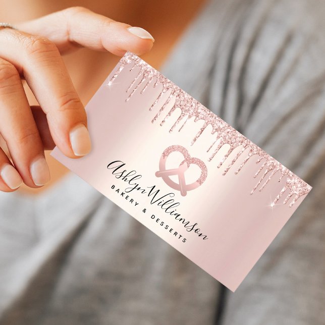 Drivning av bakverk Chef Catering Ro Guld Glitter Visitkort (Skapare uppladdad)