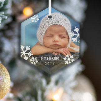 Drivning av fotoutskottet Snöflingor Baby, Namn oc Julgransdekoration