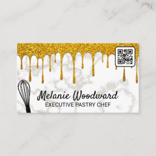 Drivning av guld Glitter Marble Whisk QR-kod Visitkort