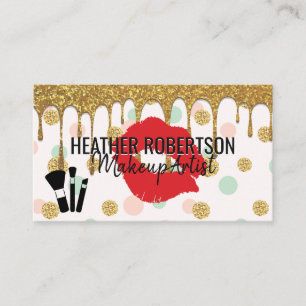 Drivning av guld Glitter Red Kiss POLKA DOTS Visitkort