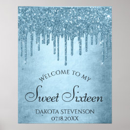 Drivning av isblått Glitter | Glam Sweet sixteen Poster