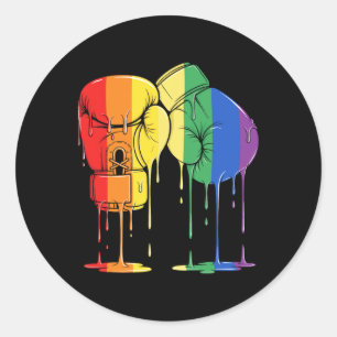 Drivning av iskräppor Boxing Rainbow Lesbisk Gay p Runt Klistermärke