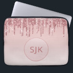 Drivning av Monogram Glitter Rosa ros Guld Laptop Fodral<br><div class="desc">Rosa - Ro Guld Faux-påfyllning Glitter och Gnistra Elegant Monogram bärbar dator Fodral. Det här monogrammade fodral kan anpassas så att det omfattar ditt första och första namn.</div>