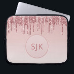 Drivning av Monogram Glitter Rosa ros Guld Laptop Fodral<br><div class="desc">Rosa - Ro Guld Faux-påfyllning Glitter och Gnistra Elegant Monogram bärbar dator Fodral. Det här monogrammade fodral kan anpassas så att det omfattar ditt första och första namn.</div>