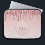 Drivning av Monogram Glitter Rosa ros Guld Laptop Fodral<br><div class="desc">Rosa - Ro Guld Faux-påfyllning Glitter och Gnistra Elegant Monogram bärbar dator Fodral. Det här monogrammade fodral kan anpassas så att det omfattar ditt första och första namn.</div>