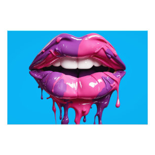 Drivning av Rosa och Lila Läppar Artwork Fototryck