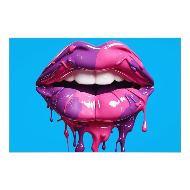 Drivning av Rosa och Lila Läppar Artwork Fototryck (Framsidan)